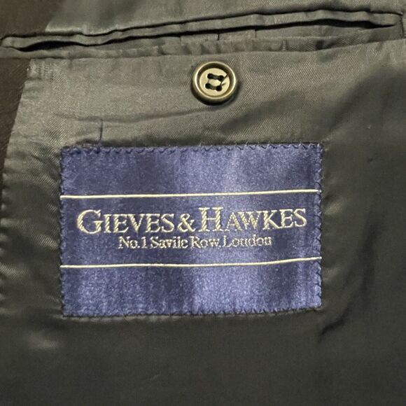 Gieves & Hawkes Blazer Mens 42 R Navy Blue Double Breast Gold Buttons Savile Row - Picture 6 of 8